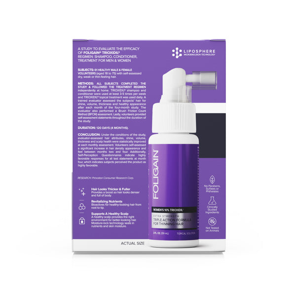 FOLIGAIN Triple Action Complete Formula For Thinning Hair For Women with 10% Trioxidil - FOLIGAIN