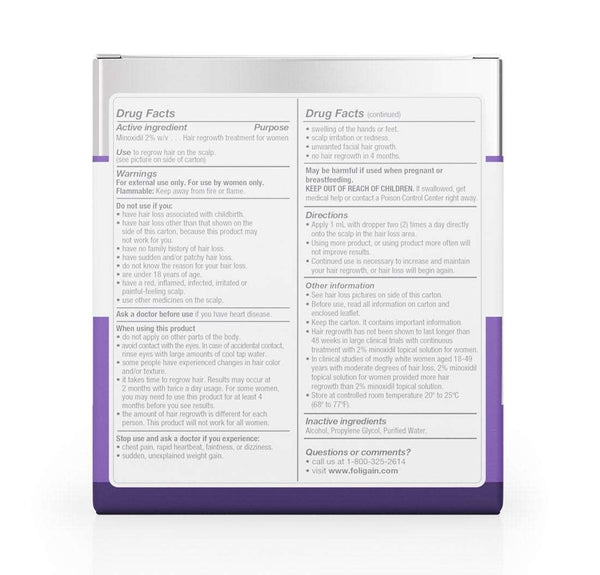 FOLIGAIN Minoxidil 2% Hair Regrowth Treatment For Women 12 Month Supply